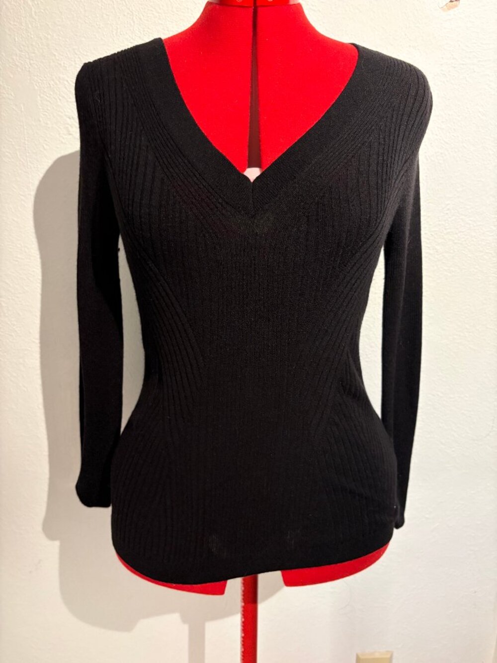 White House Black Market Black Cashmere-Blend Long-Sleeve Top S